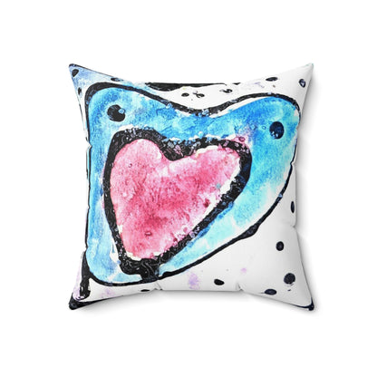 Watercolor Hearts Square Pillow