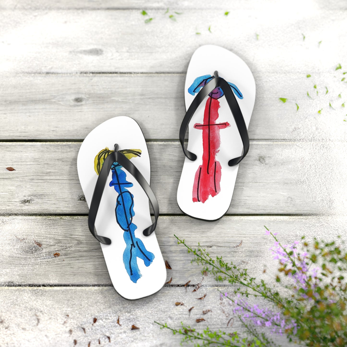 Watercolor Friends Flip Flops