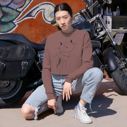 Stick Kitty Cropped Sweatshirt