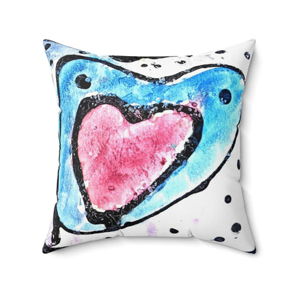 Watercolor Hearts Square Pillow