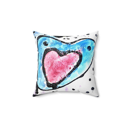 Watercolor Hearts Square Pillow