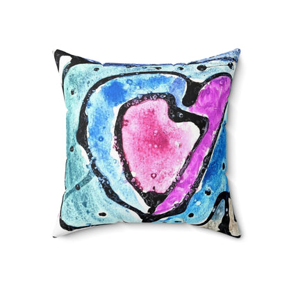 Watercolor Hearts Square Pillow