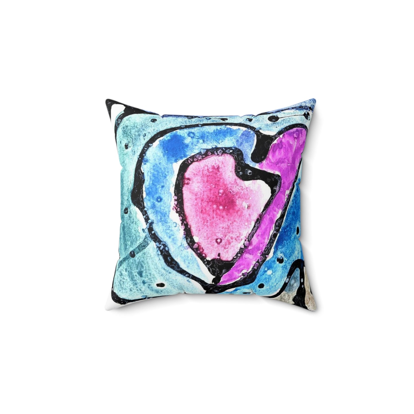 Watercolor Hearts Square Pillow