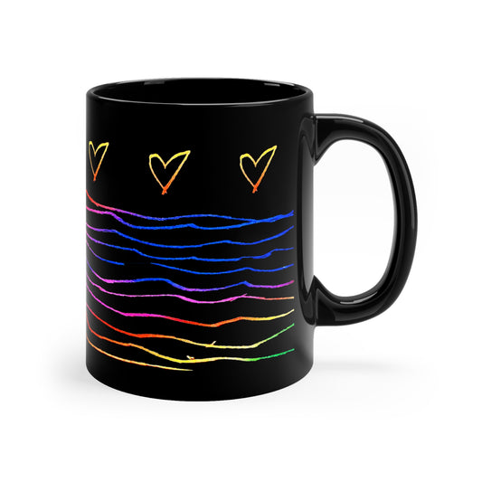 Rainbow Sketched 11oz Black Mug