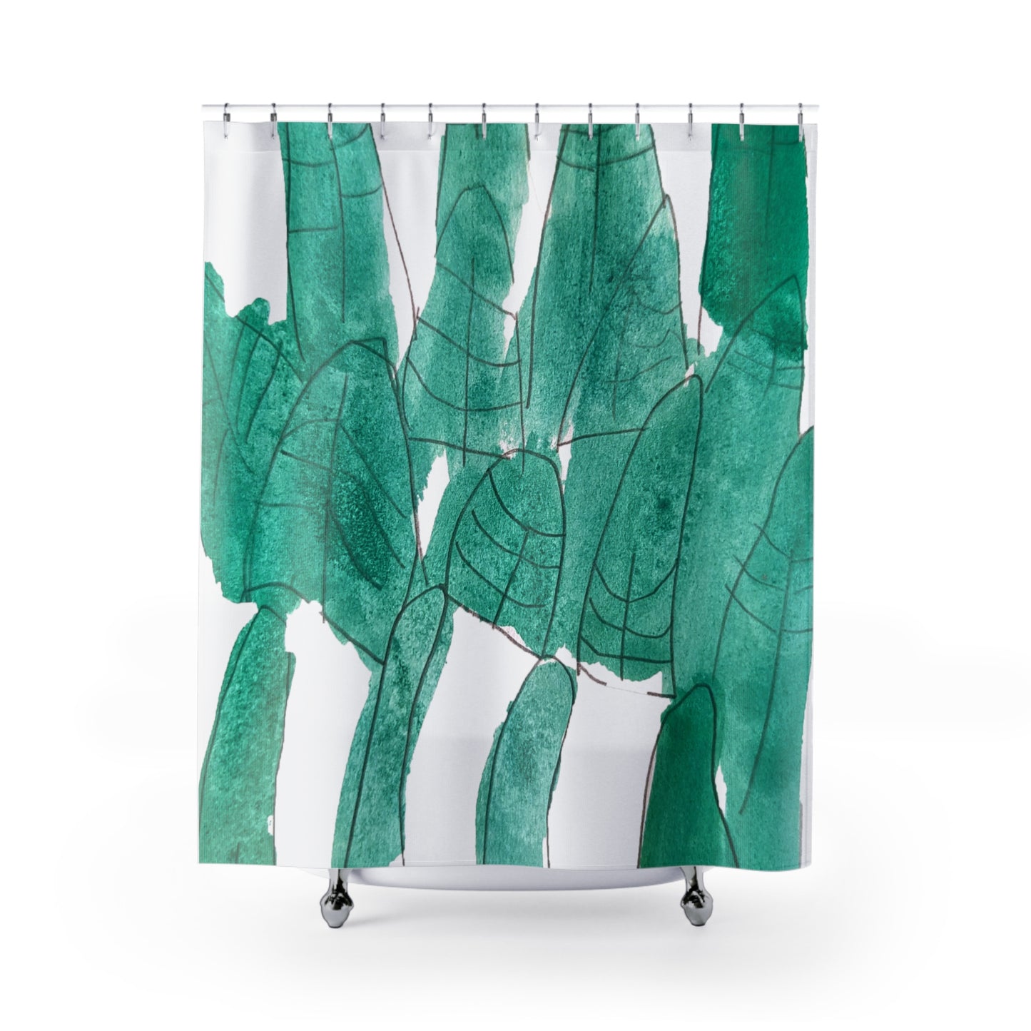 Watercolored Leaves Shower Curtain