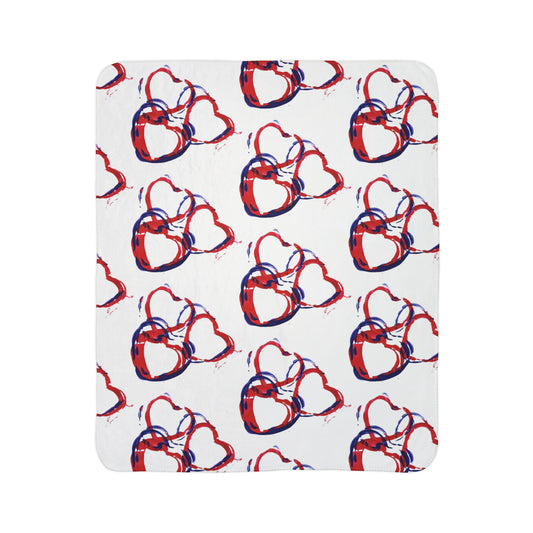 Heart Stamped Fleece Sherpa Blanket