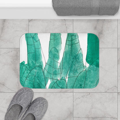 Watercolor Leaves Bath Mat