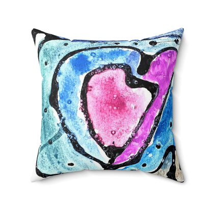 Watercolor Hearts Square Pillow